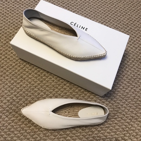 Celine Shoes - CÈLINE white flats — never been worn!